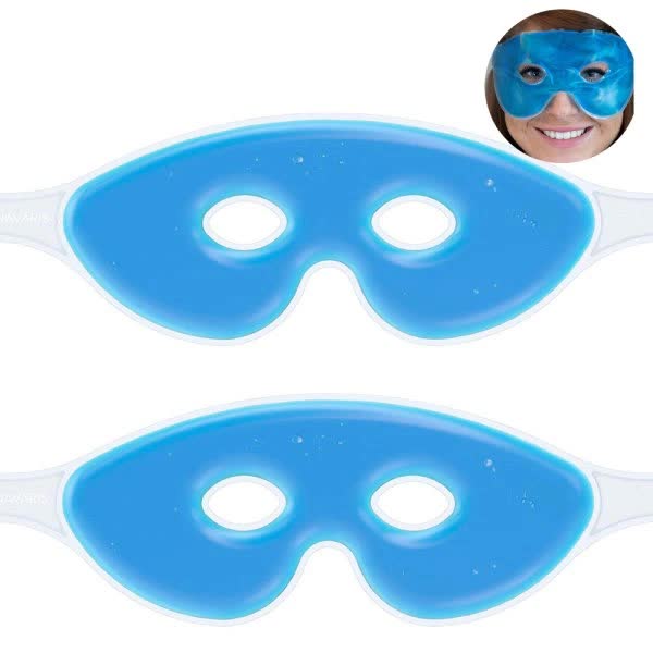Reusable Cooling Eye Gel Mask Set 2 Pack Blue for Tired Eyes.