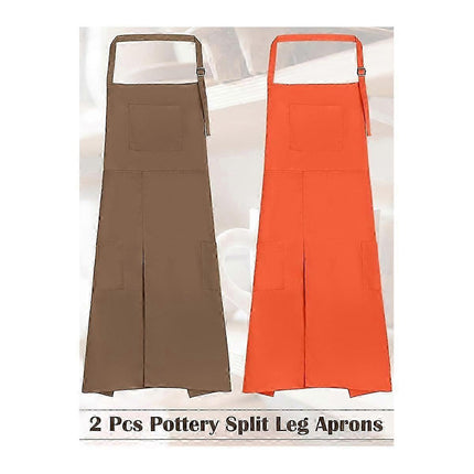 Ceramic Aprons with Split Legs for DIY, 2PCS Long Aprons for Women and Men.