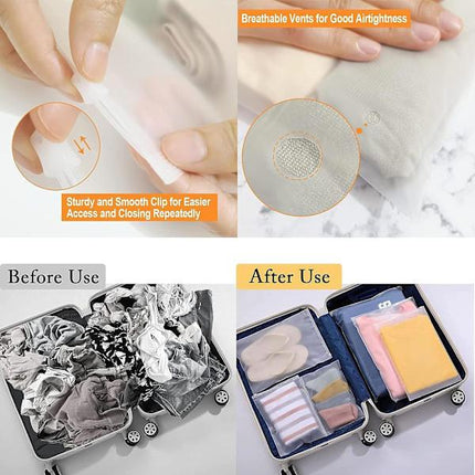 Zipper Bags for Clothes 35pcs Frosted Resealable Bag Plastic Zip-Lock Seal Clothing Bags for School Trip Reusable Travel Waterproof.