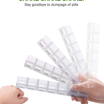 2 pcs Oversized Weekly Pill Organizer Box 2-pack, You Can Carry The Daily Pill Box Oversized Every Week Medicine Box.