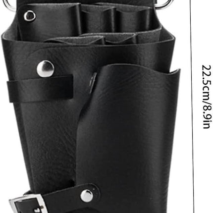 Hairdressing Tools Universal Leather Waist Bag with Scissors Comb Pockets for Salon and Barber Use.