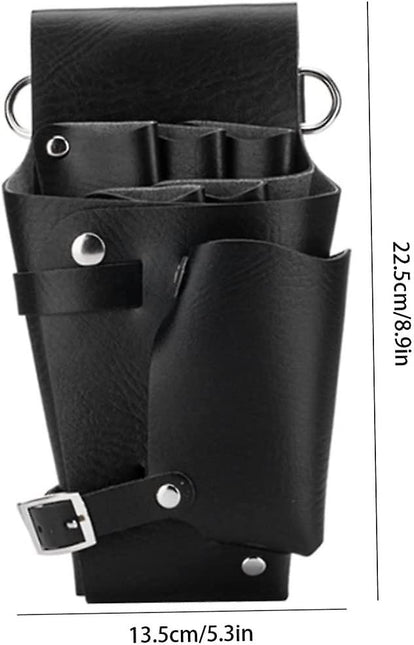 Hairdressing Tools Universal Leather Waist Bag with Scissors Comb Pockets for Salon and Barber Use.
