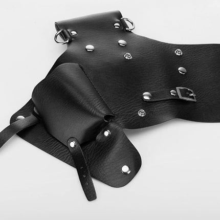 Hairdressing Tools Universal Leather Waist Bag with Scissors Comb Pockets for Salon and Barber Use.