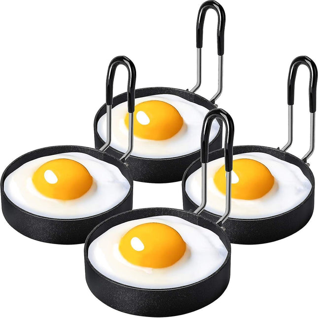 Stainless Steel Egg Ring Pancake Mold 4 Pieces Compatible with Fried Eggs Omelets.