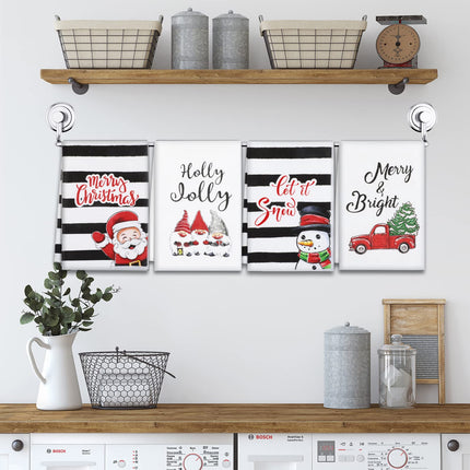 Christmas Kitchen Towels Set of 4, 18x26 inch Dishcloth for Drying Dishes.