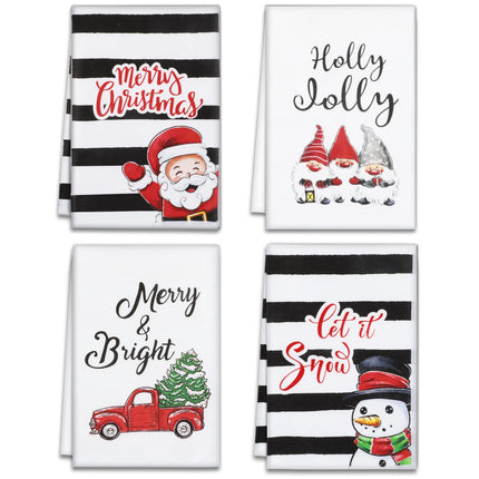 Christmas Kitchen Towels Set of 4, 18x26 inch Dishcloth for Drying Dishes.