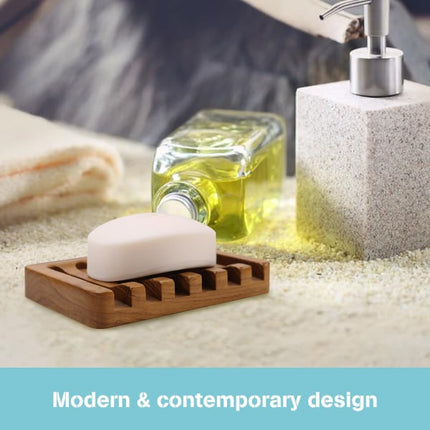 Teak Wood Soap Dish Holder 2pcs for Shower Bathroom Kitchen Compatible with Braun.