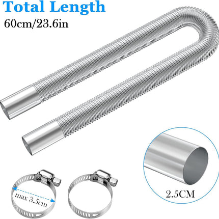 Exhaust Pipe for Parking Heater 60cm Stainless Steel with 2 Clamps Compatible with Diesel Heaters.