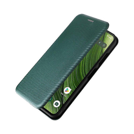Fairphone 6 Case with Carbon Fiber Texture, Drop-Proof PU Leather Phone Cover Green, Compatible with Fairphone 6.