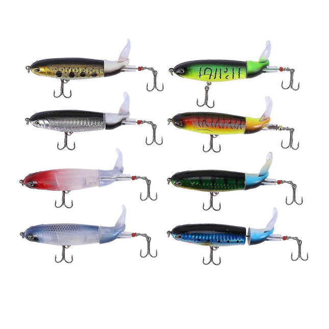 8pcs Whopper Plopper 11cm 15g Floating Popper Fishing Lure Hard Bait Wobbler Rotating.