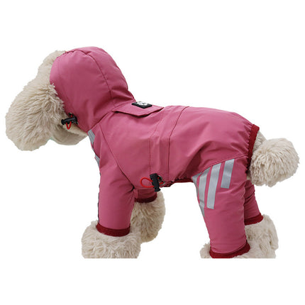 Dog Raincoat Waterproof Pink Hood Jacket Pet Clothing Size L.