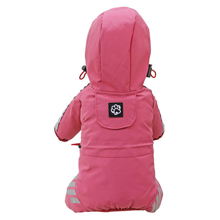 Dog Raincoat Waterproof Pink Hood Jacket Pet Clothing Size L.