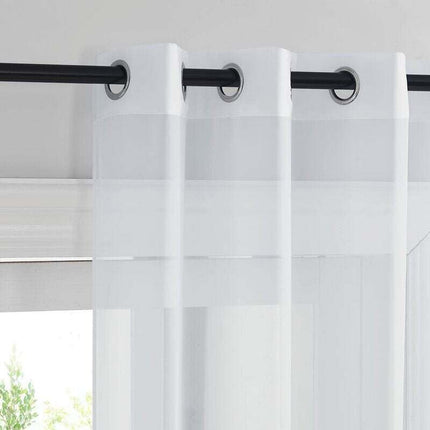 White Sheer Curtains Set of 2 132x160 cm Organza Tulle Eyelets Transparent Light Filter for Bedroom Kitchen.