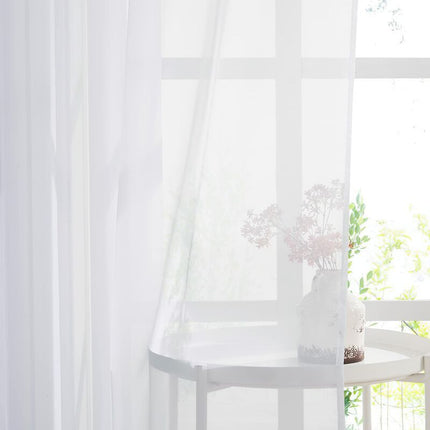 White Sheer Curtains Set of 2 132x160 cm Organza Tulle Eyelets Transparent Light Filter for Bedroom Kitchen.