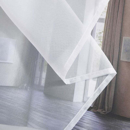 White Sheer Curtains Set of 2 132x160 cm Organza Tulle Eyelets Transparent Light Filter for Bedroom Kitchen.