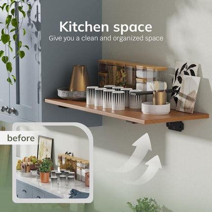 6-pack 10cm Floating Shelf Brackets, Heavy Duty Shelf Brackets for Shelves, Black Painted Metal Wall Mounted Shelf Brackets, 75kg Load Capacity.