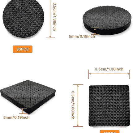 Non-Slip Rubber Pads 60 Pieces Self-Adhesive Furniture Protectors for Wooden Floors Tables Chairs Bed Legs.