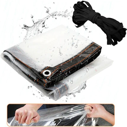 Waterproof Clear PVC Tarpaulin Overlay Panel Roof with Eyelets and Rope 2 x 3m.