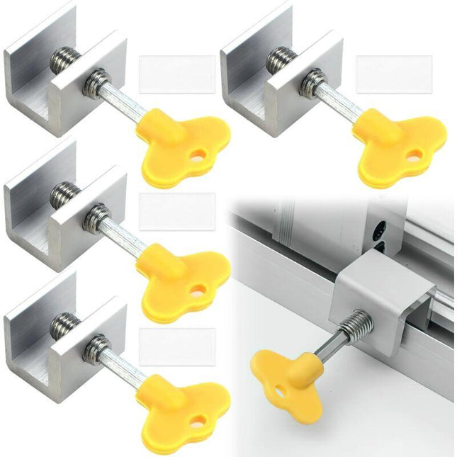 Sliding Window Locks, 4pcs Sliding Window Locks, Adjustable Window Lock for Sliding Doors - Reinforced Aluminum Alloy Security for Your Windows.