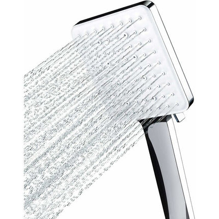 DEBUNS High Pressure Shower Head, Large Square with One-Hand Control, 6 Shower Modes, Chrome.