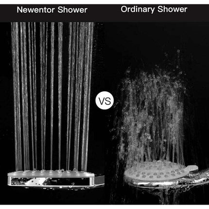 DEBUNS High Pressure Shower Head, Large Square with One-Hand Control, 6 Shower Modes, Chrome.