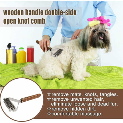 Dog Grooming Brush Coat King Undercoat Comb Dual 17+9 Teeth for Pet Hair Removal Dematting.