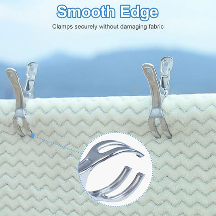 Heavy Duty Stainless Steel Clothes Pegs, Large, 10-Pack, for Sunbeds and Pool Covers.