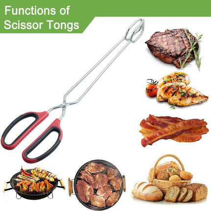 PROFESSIONAL QUALITY DURABLE STAINLESS STEEL Extra Long Scissor Tongs Stainless Steel Barbecue Grill Tongs.