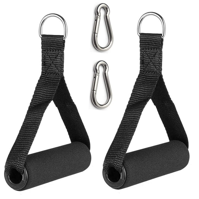 Heavy Duty Training Handle with Carabiners for Cable Machines and Gym Equipment, Compatible with Resistance Bands.