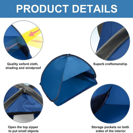 Pop-up Beach Shelter - Portable Beach Tent Anti-UV, Windproof, Picnic Tent for Small Dogs, Cats and Other Small Pets, Blue.