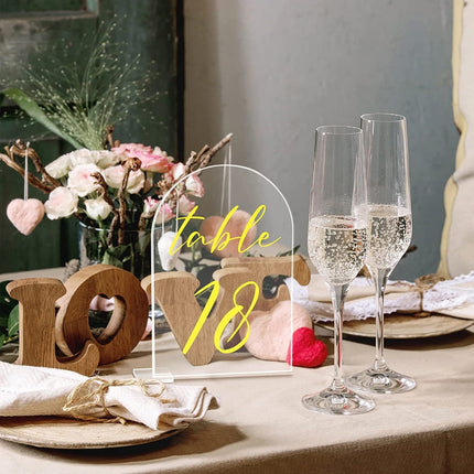 Transparent Acrylic Wedding Table Number Holders - 5-Pack Blank Arched Sign with Stand.