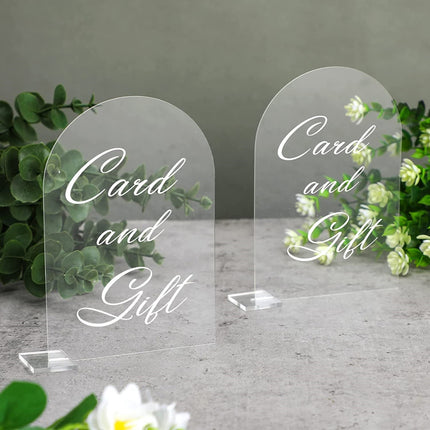 Transparent Acrylic Wedding Table Number Holders - 5-Pack Blank Arched Sign with Stand.