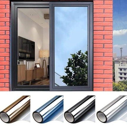 One-way mirror film Window film Sun protection Glass sticker - Special offer - Black Silver 40x300 cm Black-silver Black-silver 40x300 cm Black-silver 40x300 cm.