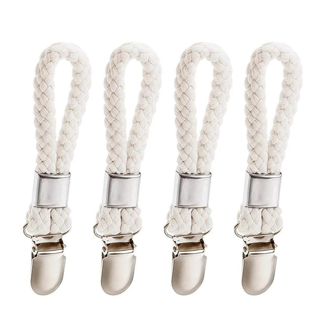 4pcs Braided Cotton Loop Metal Towel Clip Household Organization Accessories for Home Bedroom Dorm Organize Rack.