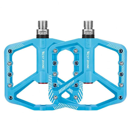 1 pair of wide pedals with non-slip surface and repair function, blue.