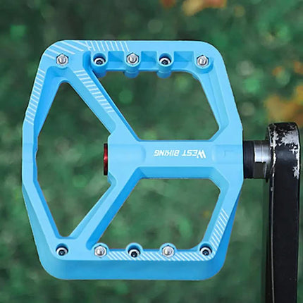 1 pair of wide pedals with non-slip surface and repair function, blue.