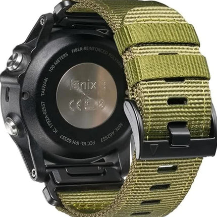 GARMIN Fenix 7X Pro 6X Compatible 26mm Military Nylon Replacement Strap Army Green.