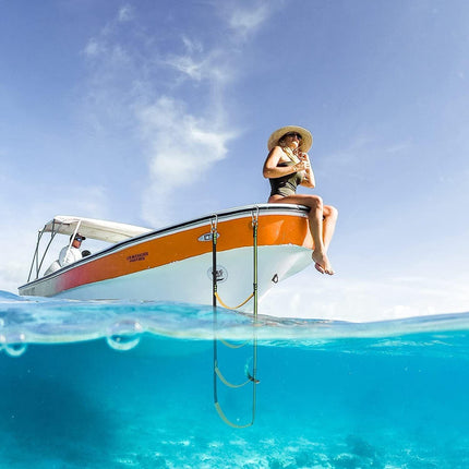 Boat Rope Ladder 4 Step Foldable Extension Compatible with Sailboat Kayak Swim Ladder Perfet.