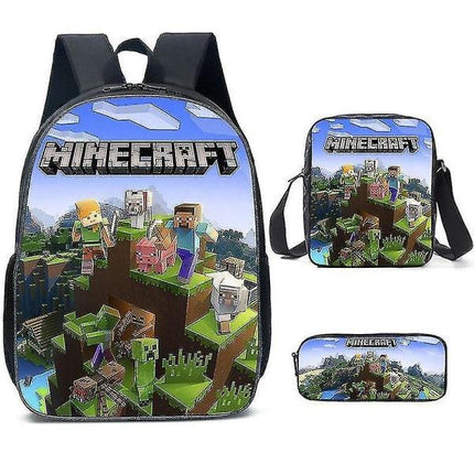Minecraft School Bags for Elementary and High School Minecraft Game Peripheral Backpack in Three Sets K.