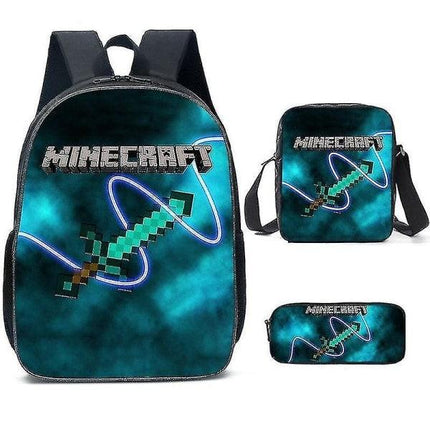 Minecraft School Bags for Elementary and High School Minecraft Game Peripheral Backpack in Three Sets K.