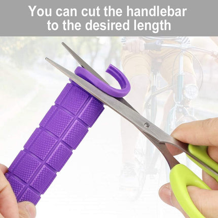 A pair of ergonomic bicycle handles in non-slip soft rubber, Purple.