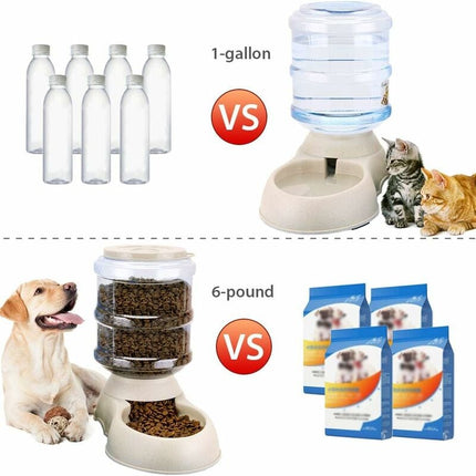 Automatic Pet Food and Water Dispenser 3.8L for Cats and Dogs, 2-Pack.