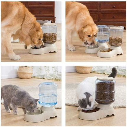 Automatic Pet Food and Water Dispenser 3.8L for Cats and Dogs, 2-Pack.