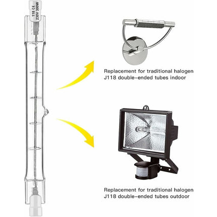 R7S Halogen Bulb 5 Pack 118mm 200W 230V Dimmable for Construction Floodlights Landscape and Living Room Lighting.