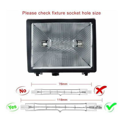 R7S Halogen Bulb 5 Pack 118mm 200W 230V Dimmable for Construction Floodlights Landscape and Living Room Lighting.