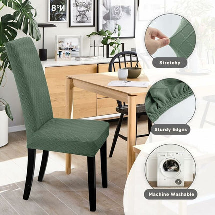 Stretch Dining Chair Covers 4 Pieces Green Washable Removable Universal Chair Covers.