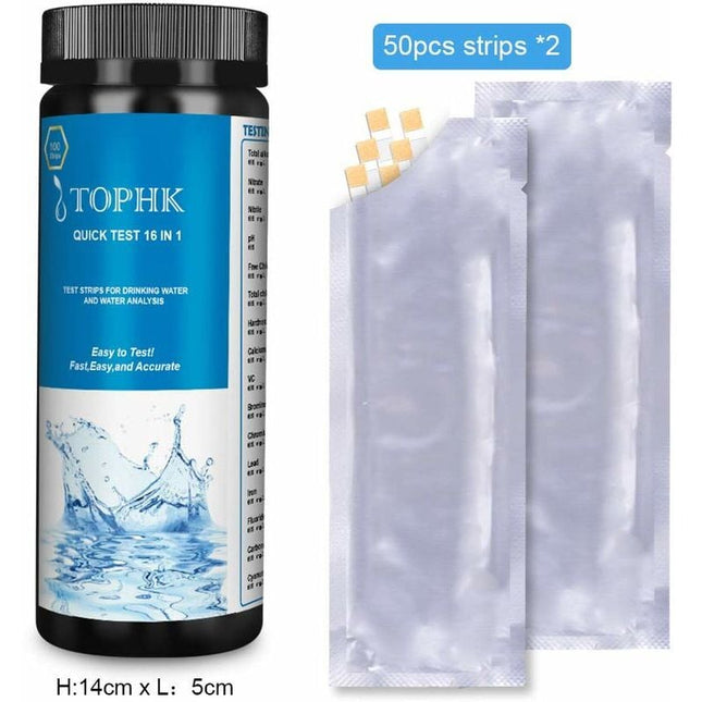 Drinking Water Test Kit 16 in 1, 100 Test Strips for Home Water Quality Testing, Quick \u0026 Simple.
