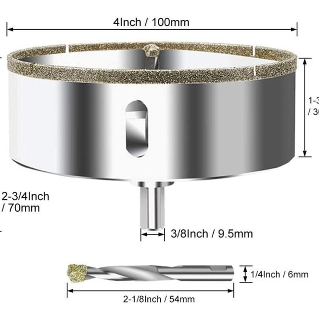 Diamond Hole Saw 100mm with Centering Drill Tile Cutter.
