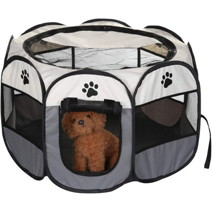 Foldable Playpen for Dogs and Cats Portable Soft Fabric Kennel Indoor Outdoor 74x74x43cm Gray.