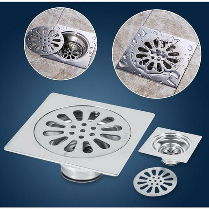 Thick Stainless Steel Floor Drain Anti-odor Square Shower Drain for Bathroom 100 100mm (Style : 3).